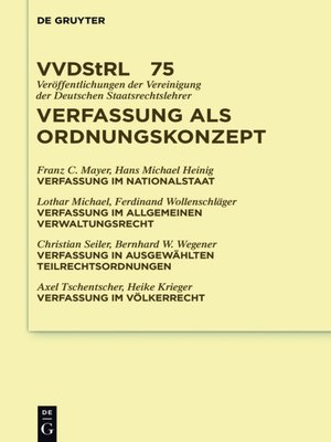 cover image of Verfassung als Ordnungskonzept